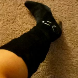 Suede faux knee high boots